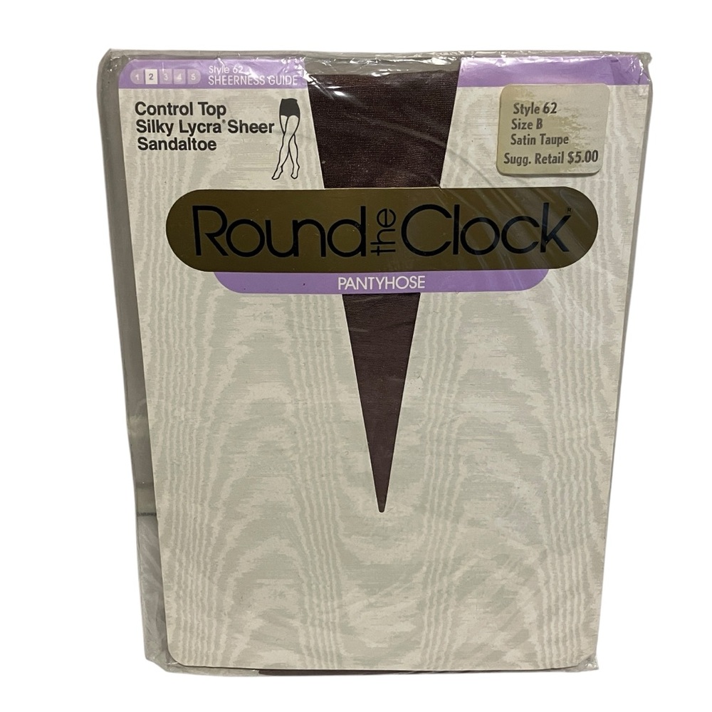 NWT Round The Clock Satin Taupe Control Top Sandaltoe Pantyhose